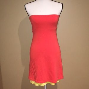 Orange and Yellow strapless sundress